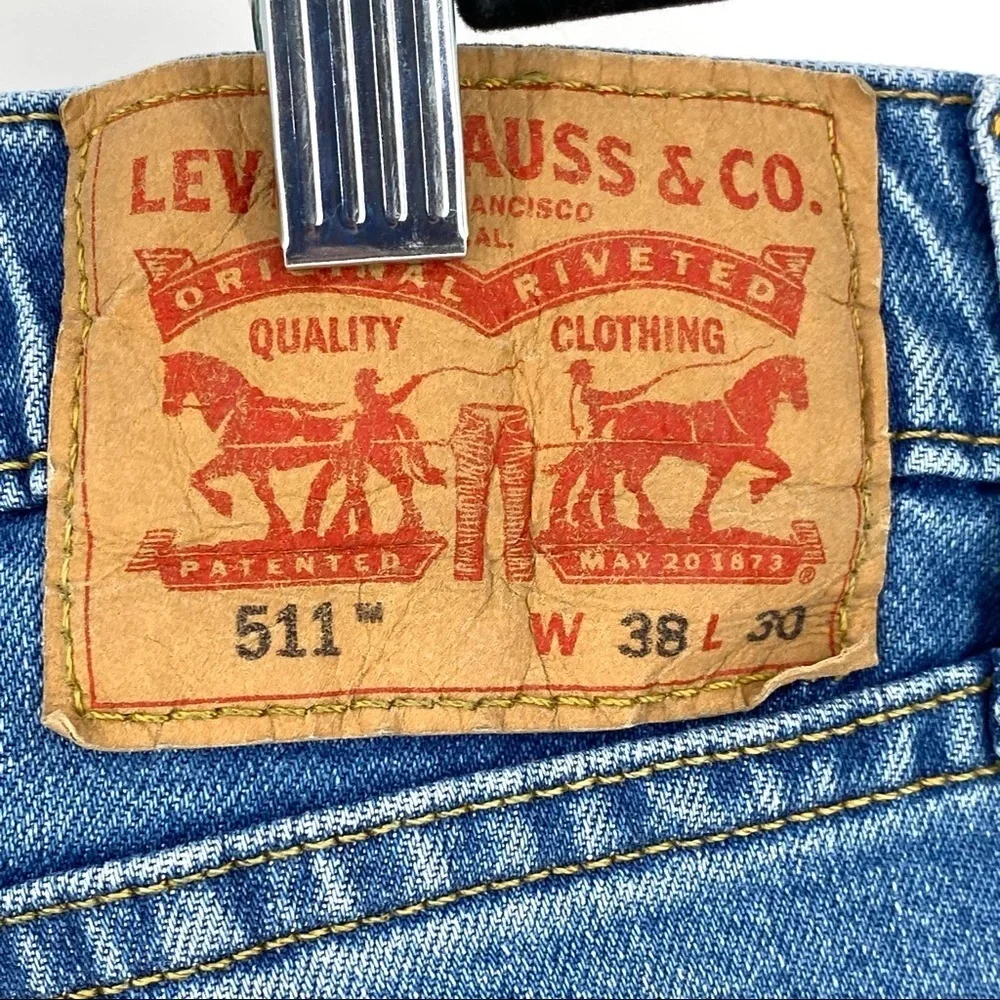 Levi's Men's 511 Slim-Fit Ripped Flex Jeans Blue Wash
